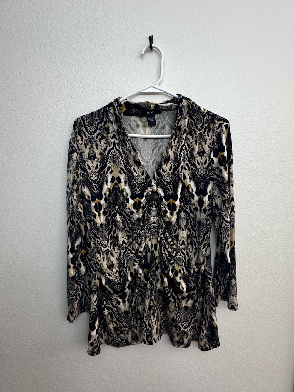 Alfani Rouched Animal Print Top - Large